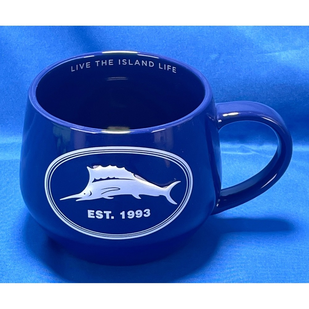 Tommy Bahama Marlin Collector Mug 20 Oz Navy Blue Live The Island Life Cup